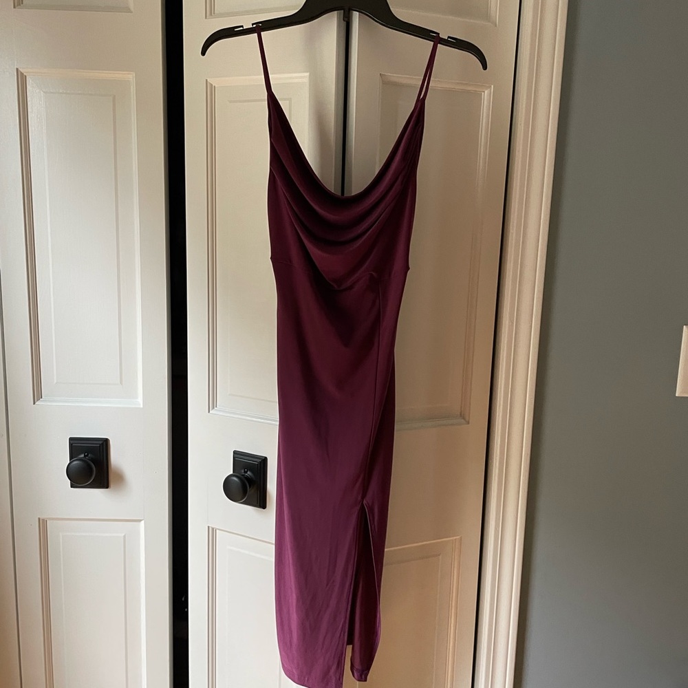 Plum cowl neck dress